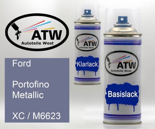 Ford, Portofino Metallic, XC / M6623: 400ml Sprühdose + 400ml Klarlack - Set, von ATW Autoteile West.